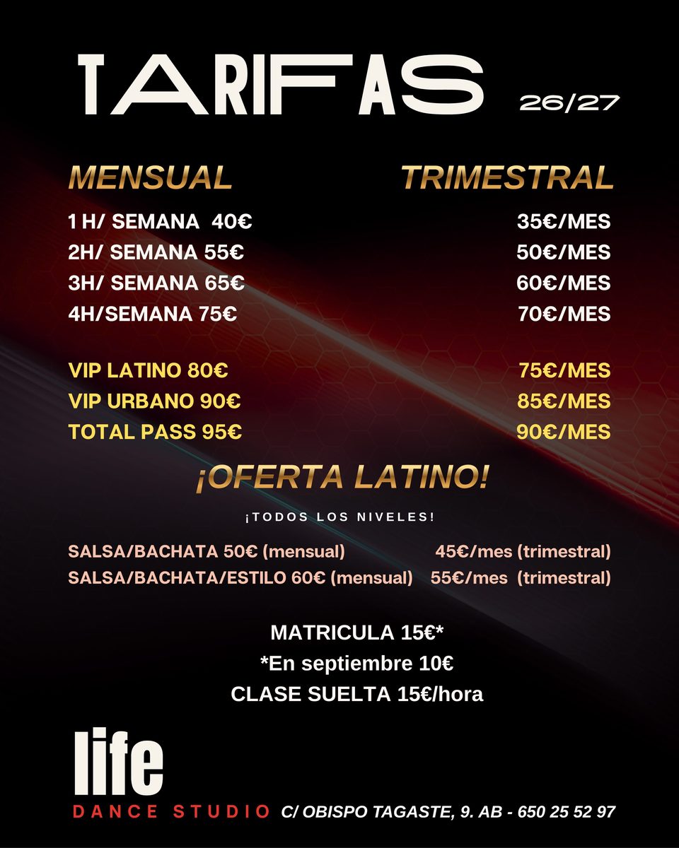 Tarifas life dance studio